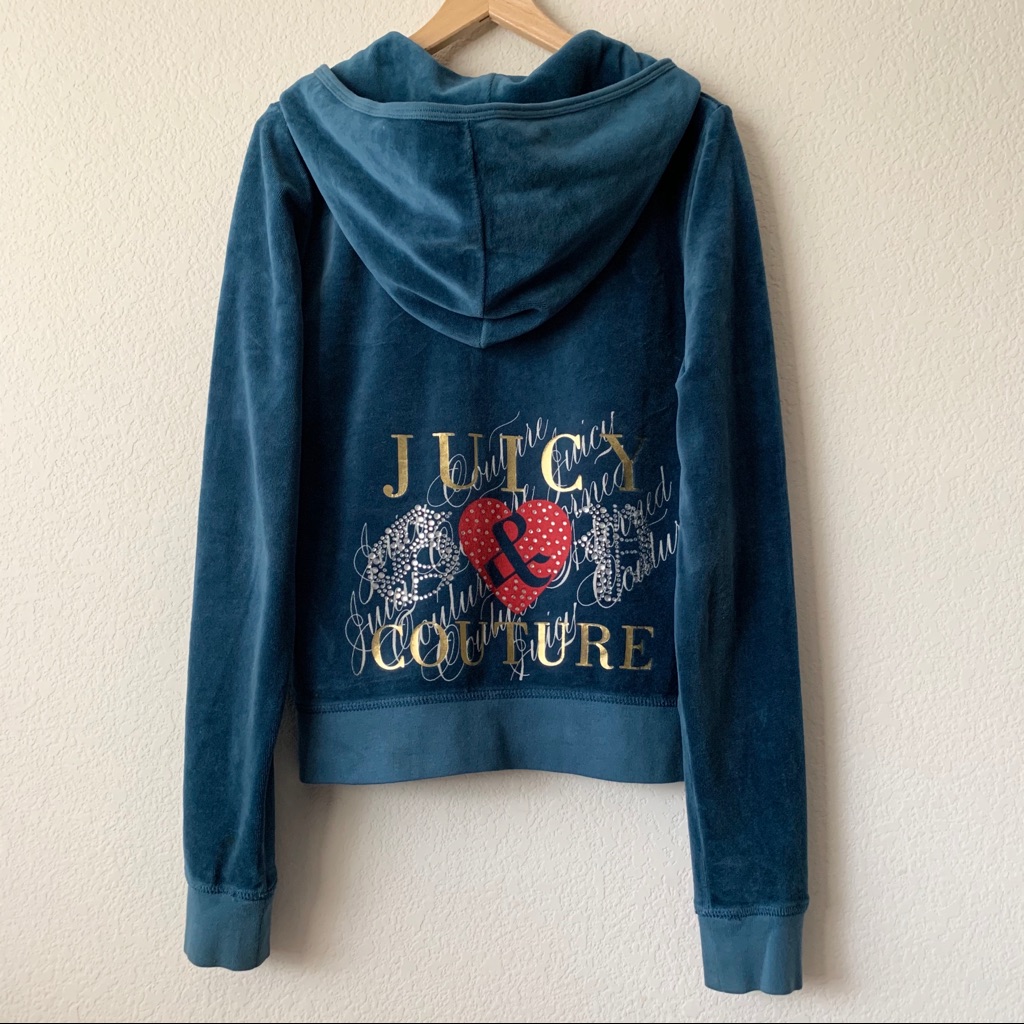 Juicy Couture Y2k Velour Crystal Hoodie